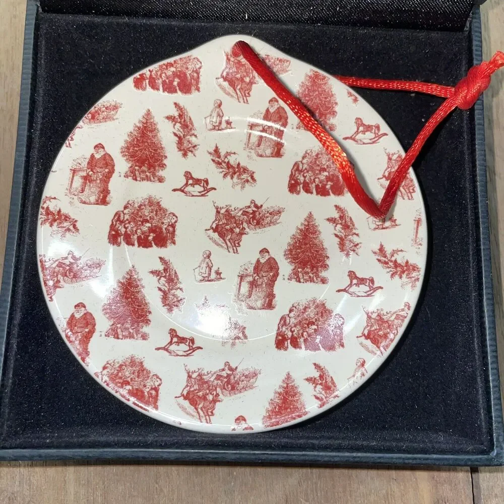 Square Nest Collectible Small Porcelain Christmas Ornament Santa Christmas Tree
